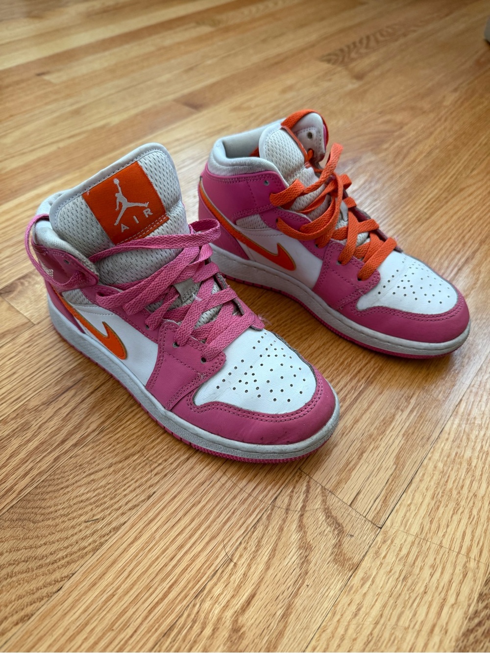Jordan Kids' Pink & Orange High-Top Sneakers
